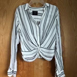 A&F Twist Front Collared Long Sleeve